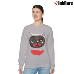 Women’s Cat & Watermelon Seth Rogen Neighbors Relaxed Sweatshirt in sport grey | Soft, Laid-Back Vibe