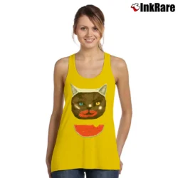 Women’s Cat & Watermelon Seth Rogen Neighbors Tank Top in yellow | Lightweight, Movement-Friendly