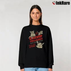 Women’s Catnip Freakout Funny Cat Lover Relaxed Sweatshirt in black | Soft, Laid-Back Vibe