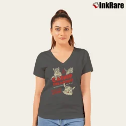 Women’s Catnip Freakout Funny Cat Lover V-Neck Tee in charcoal | Chic Neckline, Soft Texture