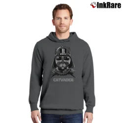 Men’s Catvader Darth Vader Parody Cat Star Wars Pullover Hoodie in charcoal | Cozy, Durable, Modern Fit