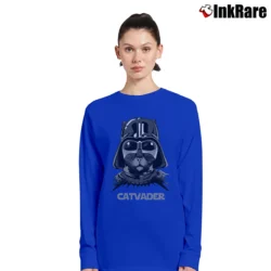Women’s Catvader Darth Vader Parody Cat Star Wars Long-Sleeve Top in royal blue | Sleek, Versatile, All-Season