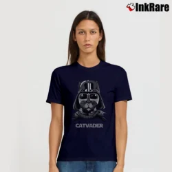 Women’s Catvader Darth Vader Parody Cat Star Wars Signature T-Shirt in navy | Soft, Flattering Fit
