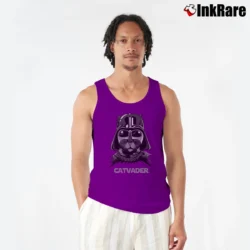 Men’s Catvader Darth Vader Parody Cat Star Wars Tank Top in purple | Breathable, Active-Friendly Design