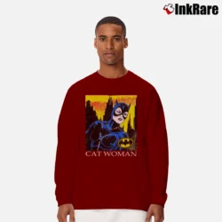 Men’s Catwoman Michelle Pfeiffer 90s Batman Returns Long-Sleeve Shirt in maroon | Sleek, Lightweight, Year-Round Wear