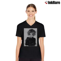 Women’s Catwoman Michelle Pfeiffer Batman Returns Film V-Neck Tee in black | Chic Neckline, Soft Texture