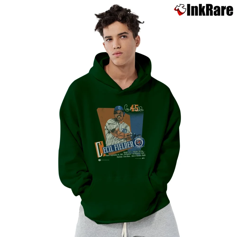 Men’s Cecil Fielder Detroit Tigers Classic Graphic Pullover Hoodie in forest green | Cozy, Durable, Modern Fit