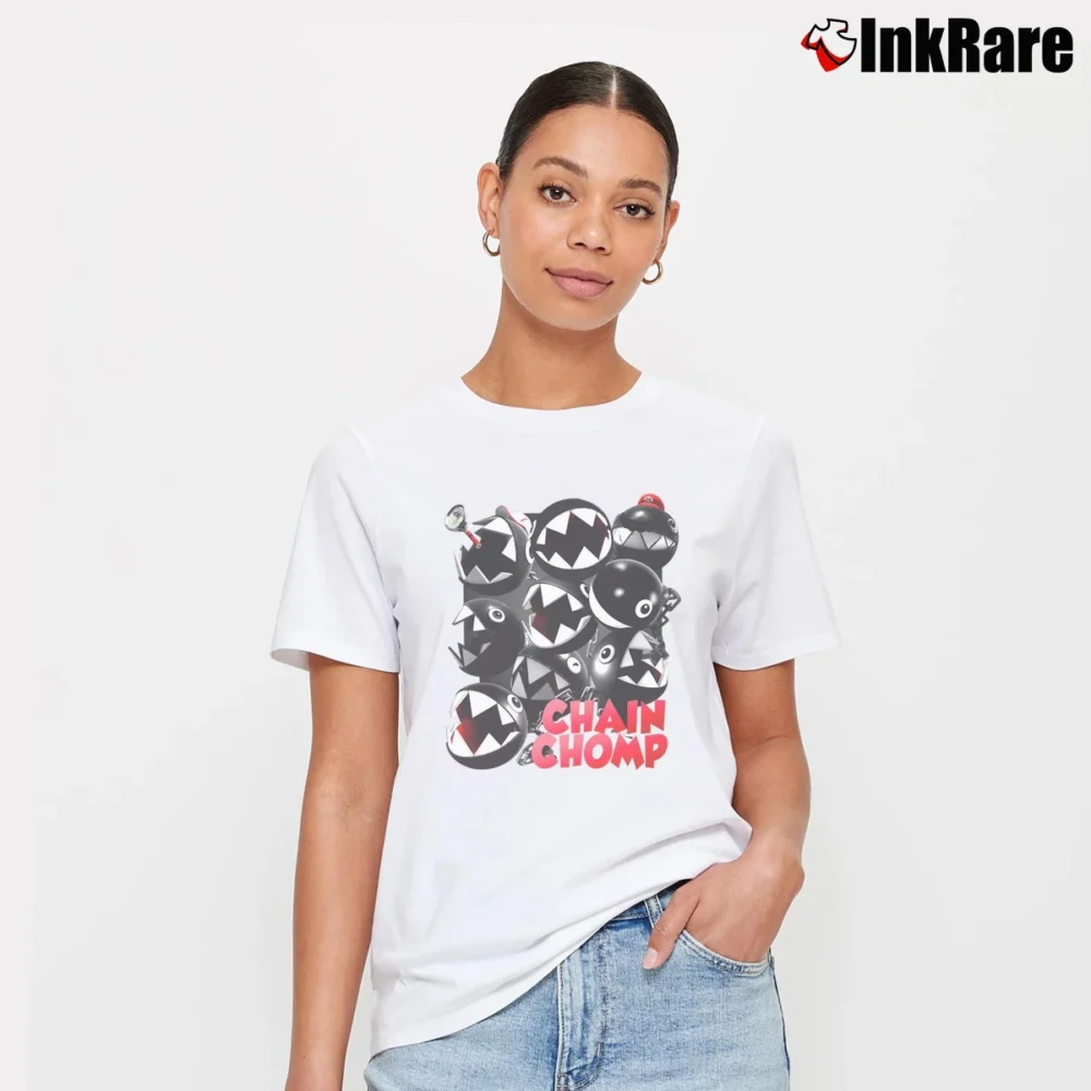 Women’s Chain Chomp Super Mario T-Shirt in white | Soft, Flattering Fit