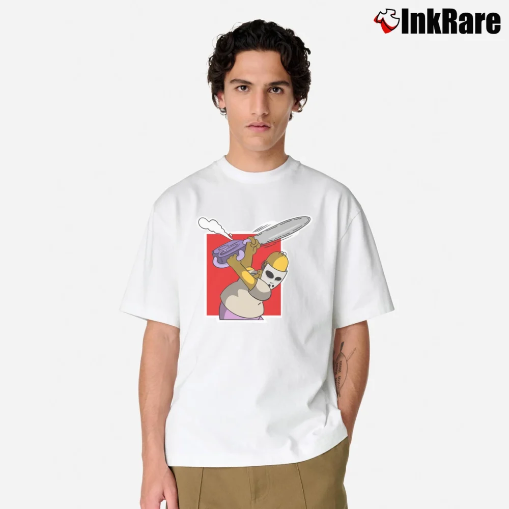 Men’s Chainsaw Homer Simpson Classic T-Shirt in white | Soft, Breathable Everyday Wear