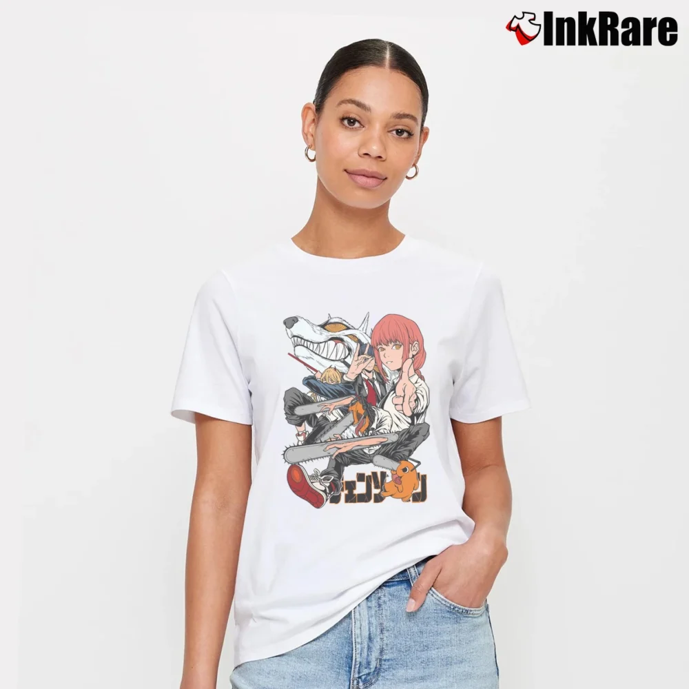 Women’s Chainsaw Man Anime T-Shirt in white | Soft, Flattering Fit