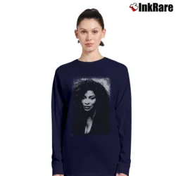 Women’s Chaka Khan 80s 90s Distressed Vintage Style Long-Sleeve Top in navy | Sleek, Versatile, All-Season