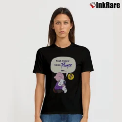 Women’s Chalie Brown And Snoopy Yeah I Know I Miss Prince Too T-Shirt in black | Soft, Flattering Fit