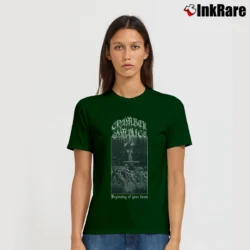 Women’s Chamber Of Malice Beginning Of Your Doom Graphic Metal Signature T-Shirt in forest green | Soft, Flattering Fit