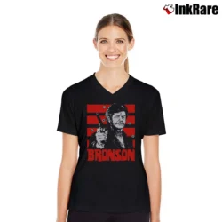 Women’s Charles Bronson Vintage V-Neck Tee in black | Chic Neckline, Soft Texture