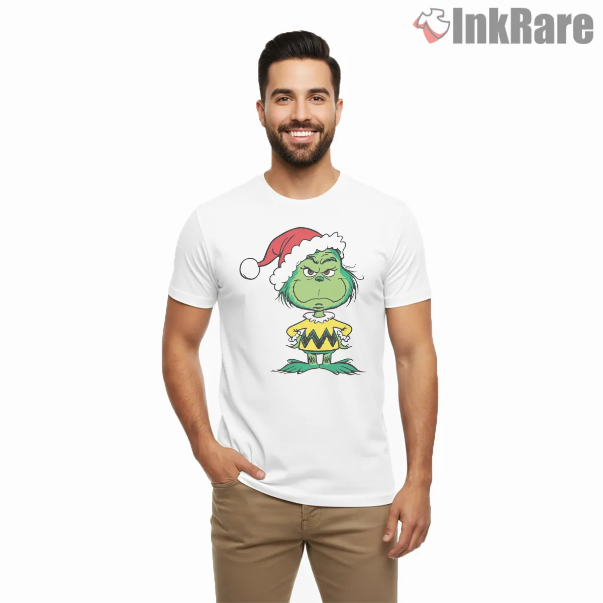 Charlie Brown And Grinch Christmas Retro Shirt on white short sleeve shirt for men graphic tee
