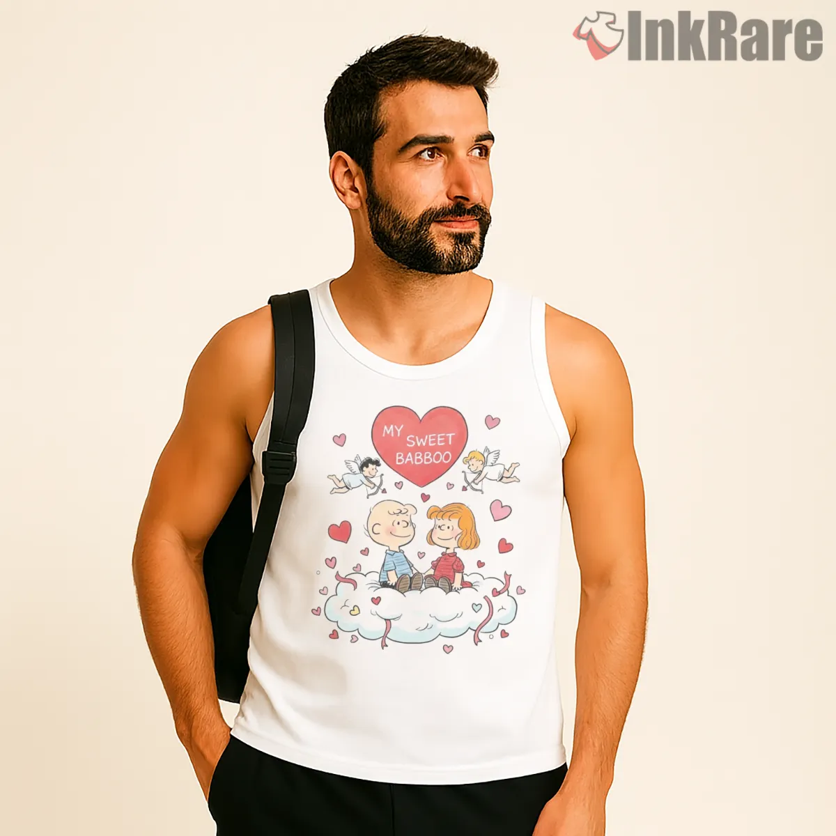 Charlie Brown And Heather Sweet Valentine Shirt on white tank top for men graphic tee