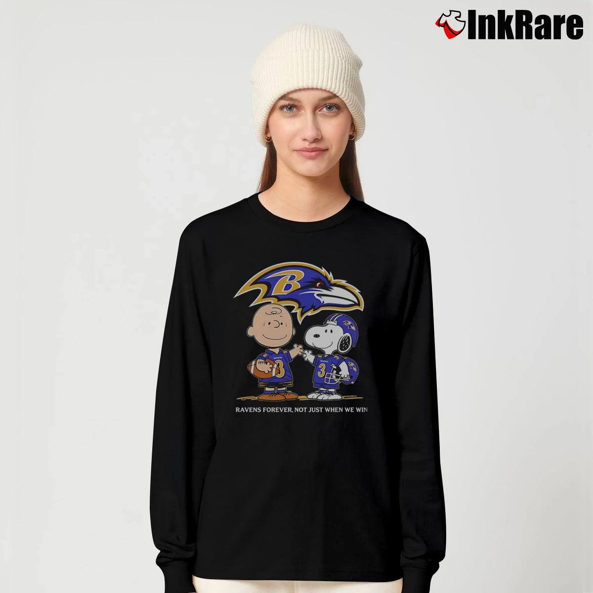 Charlie Brown And Snoopy Baltimore Ravens Forever Not Just When We Win Women’s Long-Sleeve Top in black – Effortless Layer Women’s Charlie Brown And Snoopy Baltimore Ravens Forever Not Just When We Win Long-Sleeve Top in black | Sleek, Versatile, All-Season