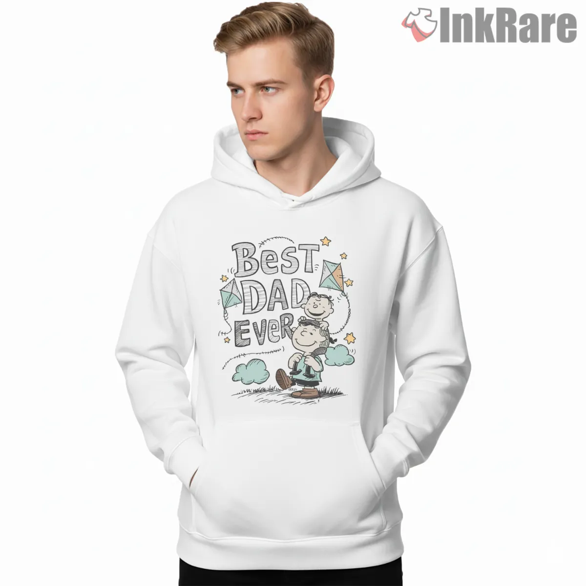 Charlie Brown And Snoopy Best Dad Ever Shirt on white hoodie for men graphic tee