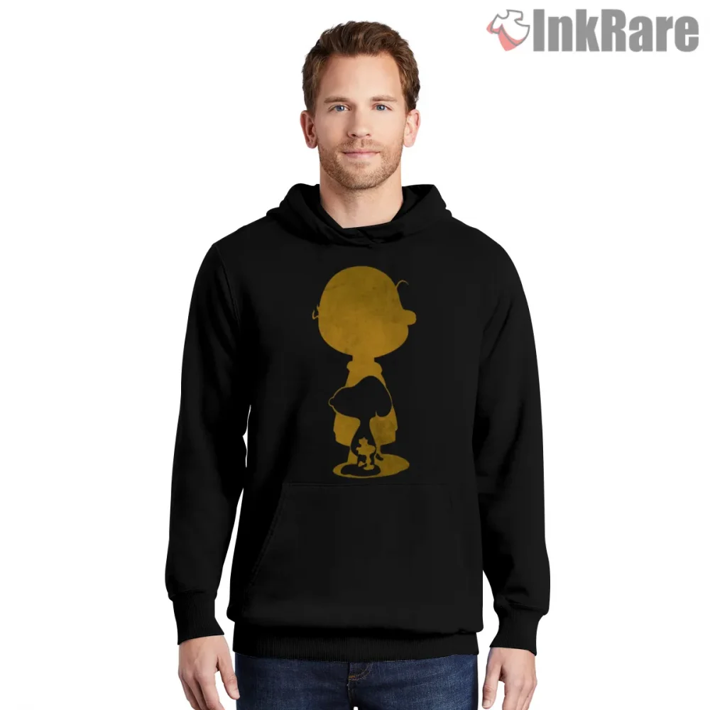Charlie Brown And Snoopy Classic Shadow Silhouette Shirt on black hoodie for men graphic tee