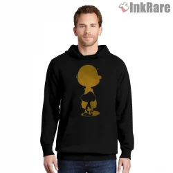 Charlie Brown And Snoopy Classic Shadow Silhouette Shirt on black hoodie for men graphic tee