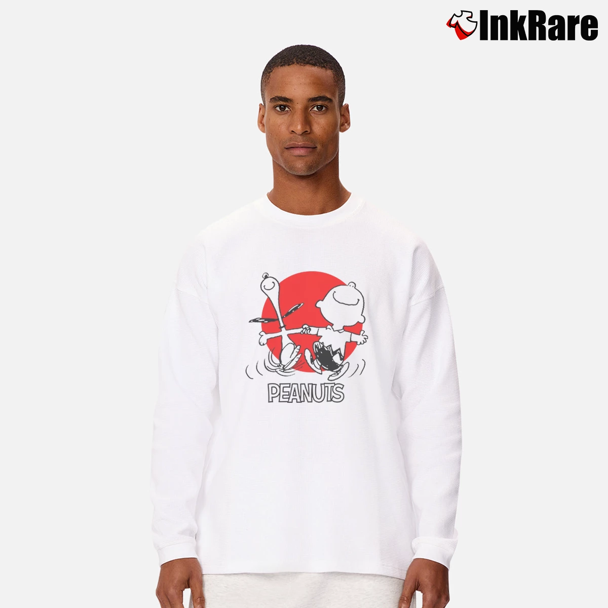 Charlie Brown And Snoopy Dancing Men’s Long-Sleeve Tee in white – Versatile Layering Men’s Charlie Brown And Snoopy Dancing Long-Sleeve Shirt in white | Sleek, Lightweight, Year-Round Wear