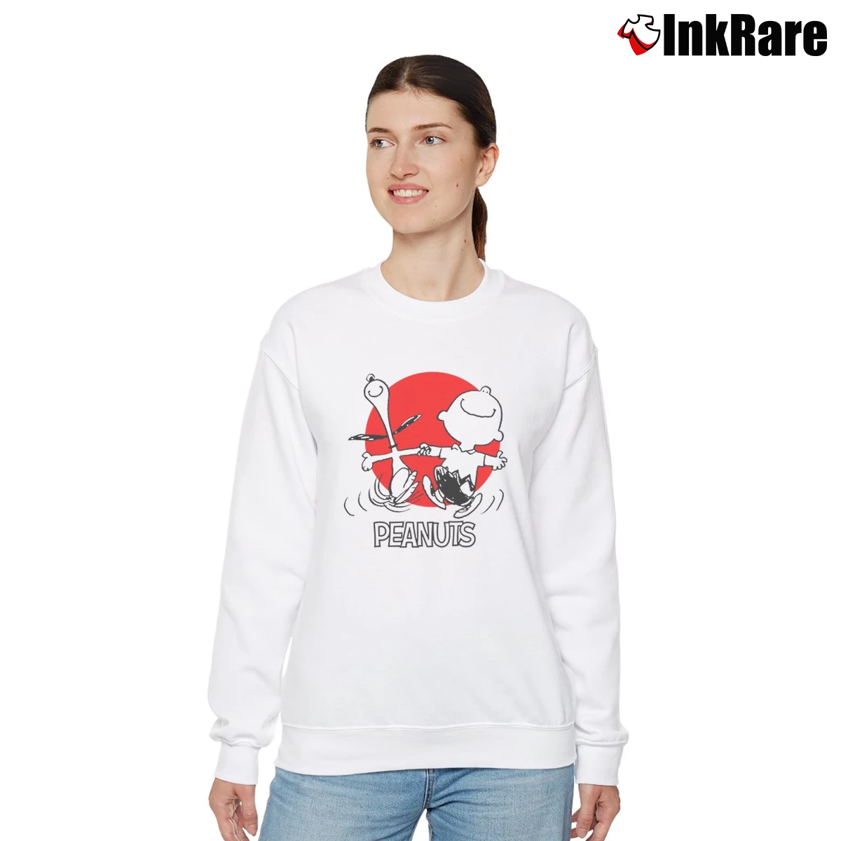 Charlie Brown And Snoopy Dancing Women’s Relaxed Sweatshirt in white – Cozy Casual Women’s Charlie Brown And Snoopy Dancing Relaxed Sweatshirt in white | Soft, Laid-Back Vibe