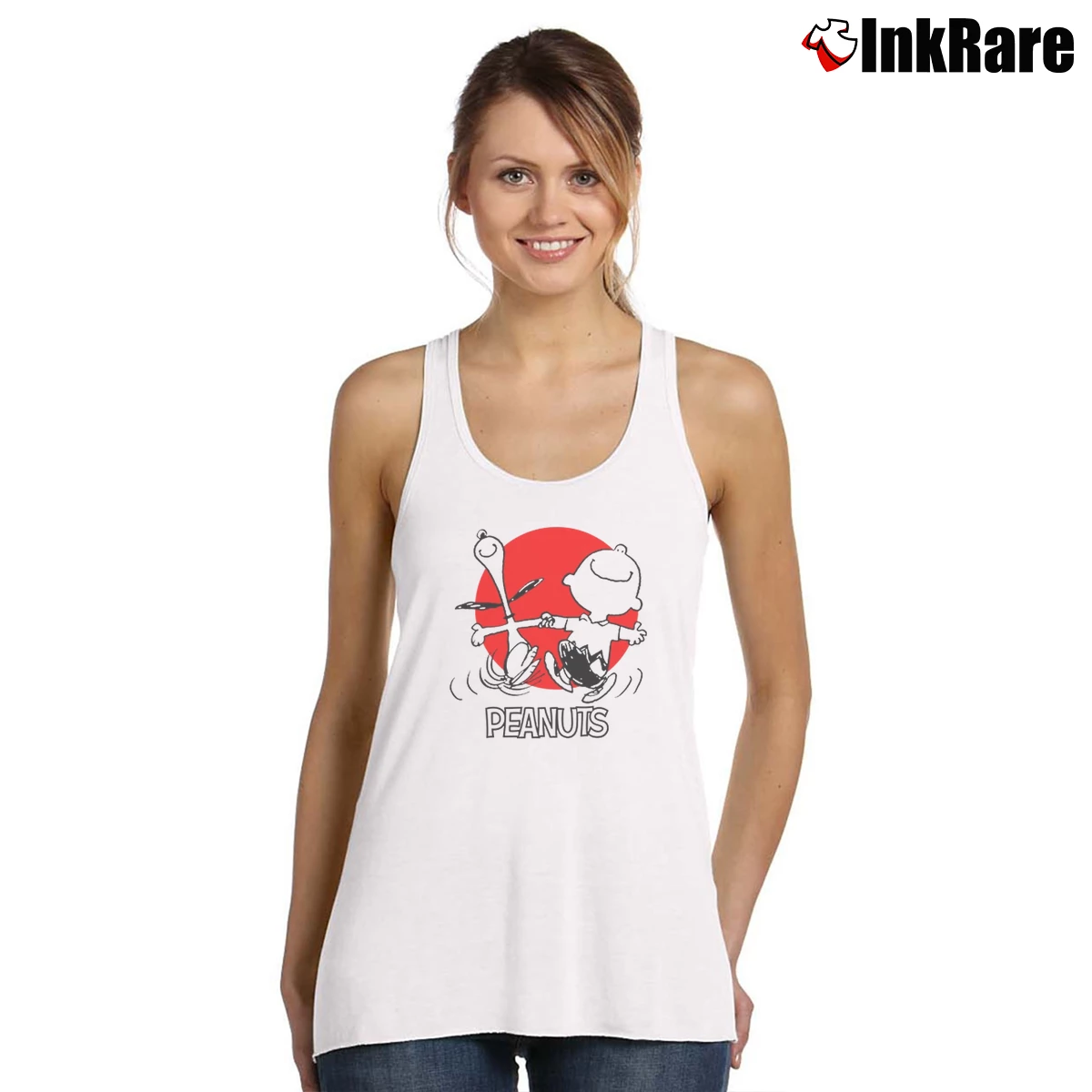 Charlie Brown And Snoopy Dancing Women’s Essential Tank in white – Summer Ready Women’s Charlie Brown And Snoopy Dancing Tank Top in white | Lightweight, Movement-Friendly