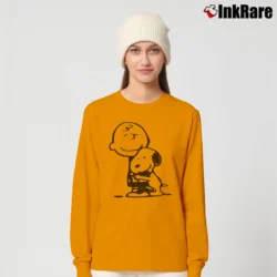 Women’s Charlie Brown And Snoopy Hug Long-Sleeve Top in orange | Sleek, Versatile, All-Season