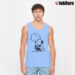 Men’s Charlie Brown And Snoopy Hug Tank Top in light blue | Breathable, Active-Friendly Design