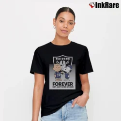 Women’s Charlie Brown And Snoopy Las Vegas Raiders Forever Not Just When We Win T-Shirt in black | Soft, Flattering Fit