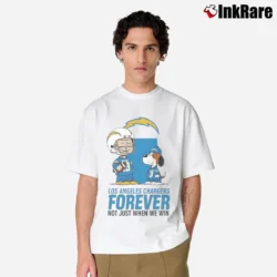 Men’s Charlie Brown And Snoopy Los Angeles Chargers Forever Not Just When We Win Classic T-Shirt in white | Soft, Breathable Everyday Wear