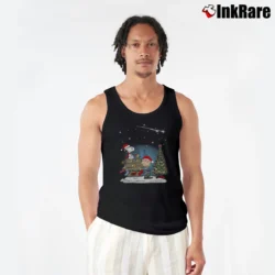 Men’s Charlie Brown And Snoopy Merry Christmas Tank Top in black | Breathable, Active-Friendly Design