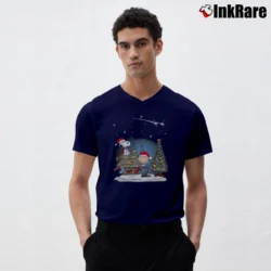 Men’s Charlie Brown And Snoopy Merry Christmas V-Neck Tee in navy | Sharp, Breathable, Everyday Staple