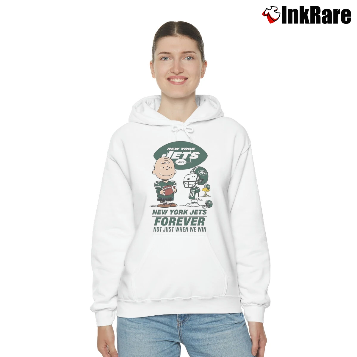 Charlie Brown And Snoopy New York Jets Forever Not Just When We Win Women’s Cozy Hoodie in white – Urban Chic Women’s Charlie Brown And Snoopy New York Jets Forever Not Just When We Win Cozy Hoodie in white | Warm, Structured, Stylish