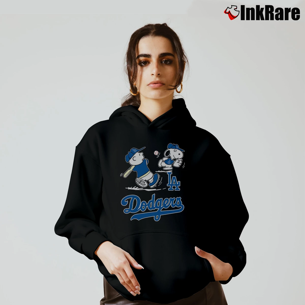 Charlie Brown And Snoopy Playing Baseball Los Angeles Dodgers Women’s Cozy Hoodie in black – Urban Chic Women’s Charlie Brown And Snoopy Playing Baseball Los Angeles Dodgers Cozy Hoodie in black | Warm, Structured, Stylish