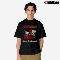 Men’s Charlie Brown And Snoopy San Francisco 49ers Football Happy Thanksgiving Classic T-Shirt in black | Soft, Breathable Everyday Wear