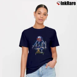Women’s Charlie Brown And Snoopy Watching City New York Islanders T-Shirt in navy | Soft, Flattering Fit