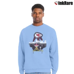 Men’s Charlie Brown And Snoopy Watching Kansas City Chiefs Crewneck Sweatshirt in light blue | Cozy Fabric, Clean Style