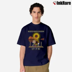 Men’s Charlie Brown And Snoopy Whisper Words Of Wisdom Let It Be Classic T-Shirt in navy | Soft, Breathable Everyday Wear