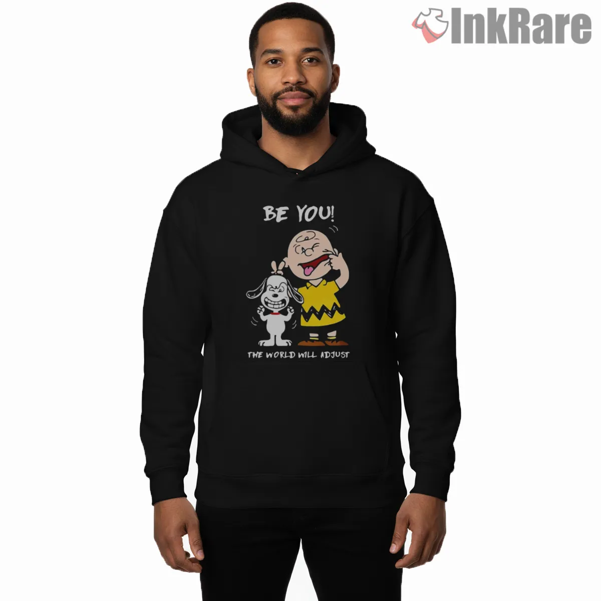 Charlie Brown Be You Inspirational Quote Hoodie Black Charlie Brown Be You Inspirational Quote Shirt on black hoodie for men graphic tee