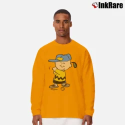Men’s Charlie Brown Golfer Graphic Long-Sleeve Shirt in orange | Sleek, Lightweight, Year-Round Wear