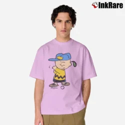 Men’s Charlie Brown Golfer Graphic Classic T-Shirt in light pink | Soft, Breathable Everyday Wear