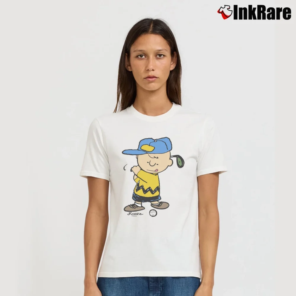 Women’s Charlie Brown Golfer Graphic Signature T-Shirt in white | Soft, Flattering Fit