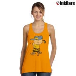 Women’s Charlie Brown Golfer Graphic Tank Top in orange | Lightweight, Movement-Friendly