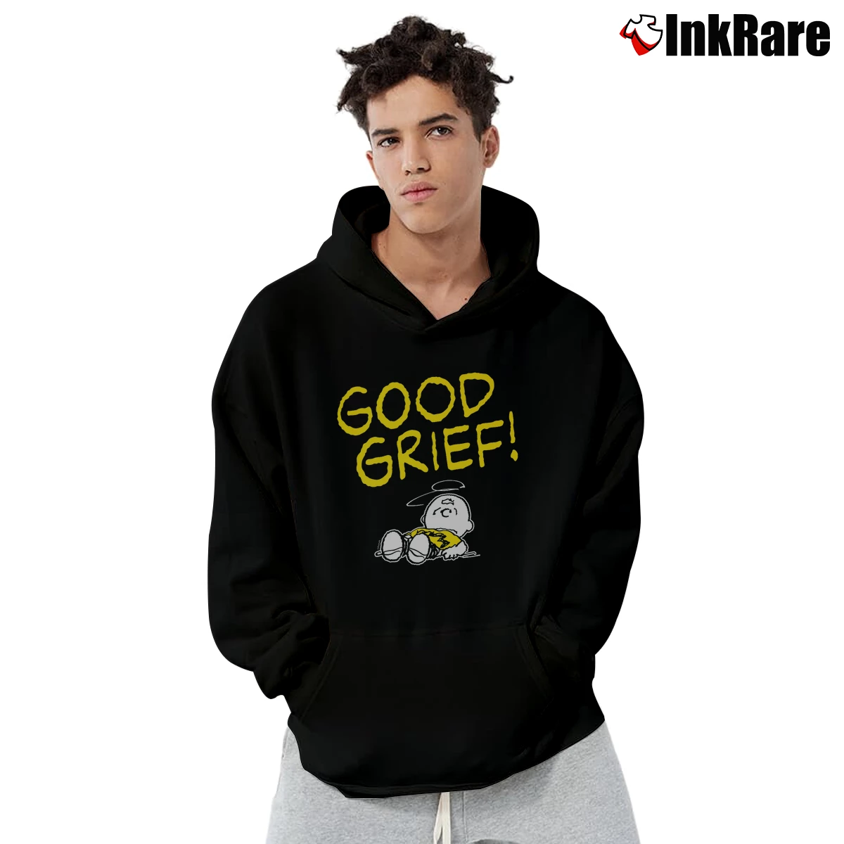 Charlie Brown Good Grief Men’s Pullover Hoodie in black – Ultimate Warmth Men’s Charlie Brown Good Grief Pullover Hoodie in black | Cozy, Durable, Modern Fit