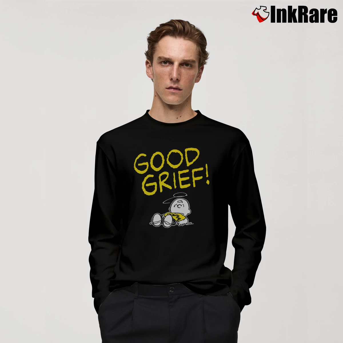 Charlie Brown Good Grief Men’s Long-Sleeve Tee in black – Versatile Layering Men’s Charlie Brown Good Grief Long-Sleeve Shirt in black | Sleek, Lightweight, Year-Round Wear