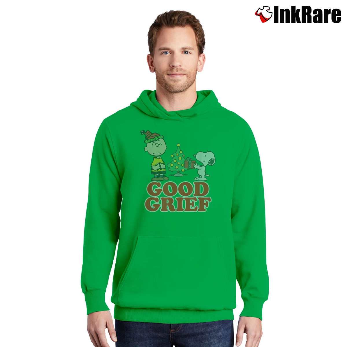 Charlie Brown Goof Grief Christmas Men’s Pullover Hoodie in irish green – Ultimate Warmth Men’s Charlie Brown Goof Grief Christmas Pullover Hoodie in irish green | Cozy, Durable, Modern Fit