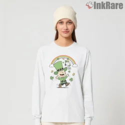 Charlie Brown Happy St Patricks Day Shirt on white long sleeve shirt for women graphic tee