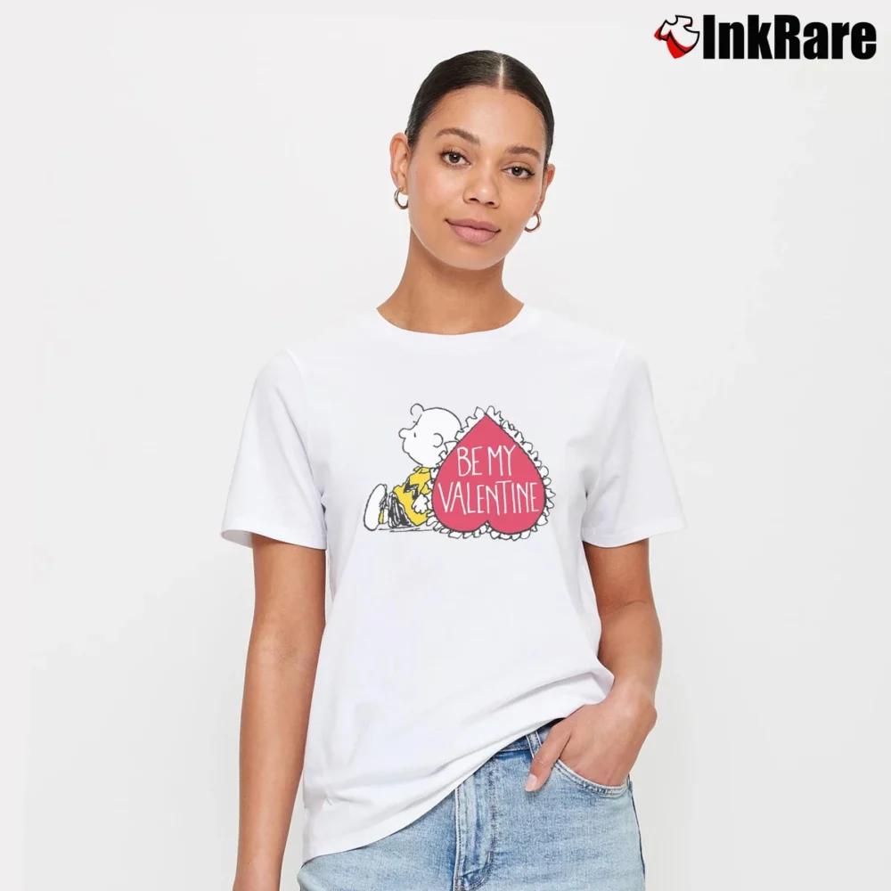 Women’s Charlie Brown Heart Be My Valentine T-Shirt in white | Soft, Flattering Fit