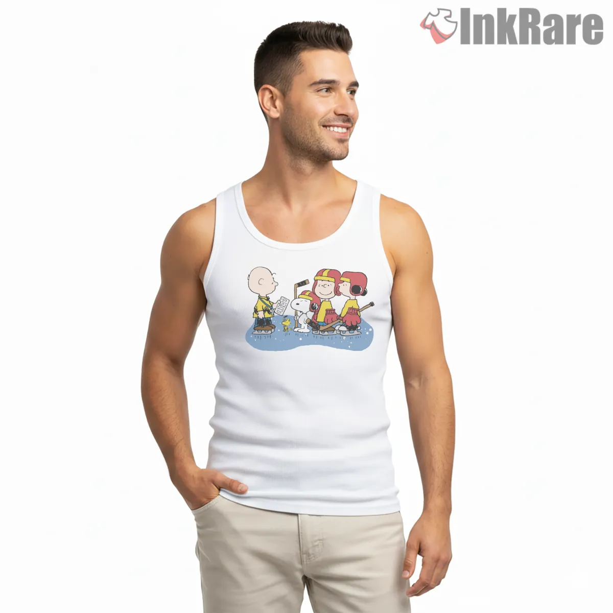 Charlie Brown Hockey Is My Favorite Season Shirt on white tank top for men graphic tee